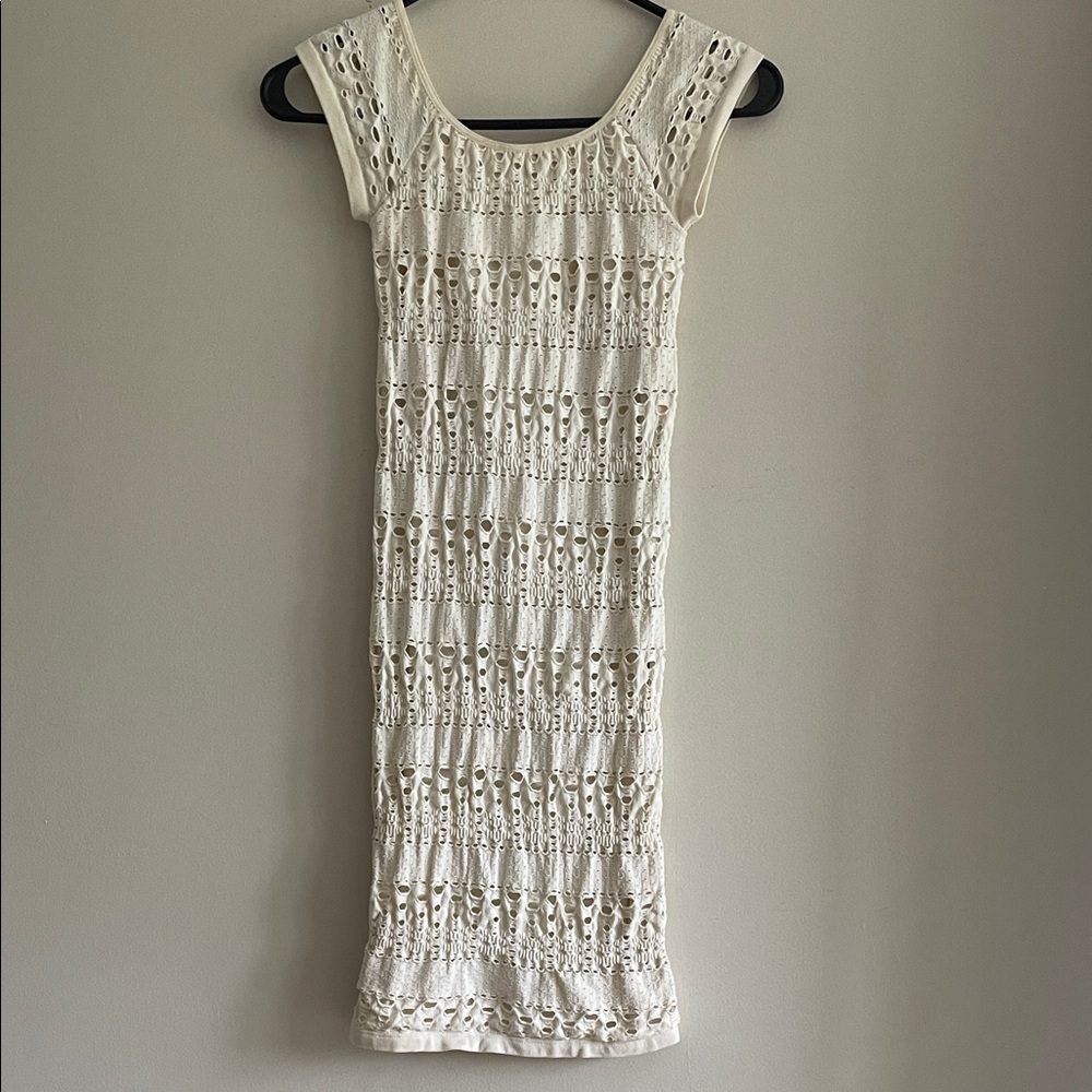 Arden B Cream Crochet Midi Dress
